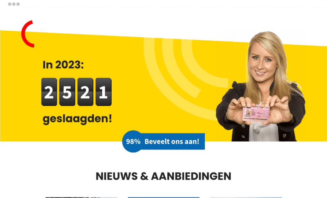 Impressie website Dek Opleidingen